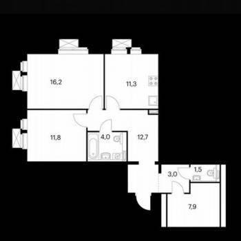 Продается 2-х комнатная квартира, 67,7 м²