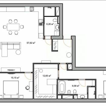 Сдается Многокомнатная квартира, 125,4 м²