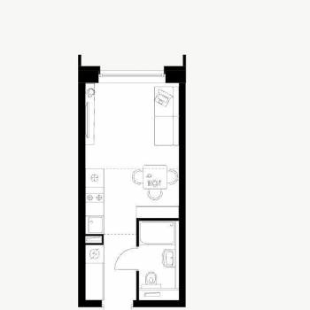 Продается 1-комнатная квартира, 20,5 м²