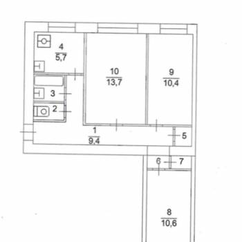 Продается 3-х комнатная квартира, 55,6 м²