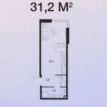 Продается 1-комнатная квартира, 31,2 м²