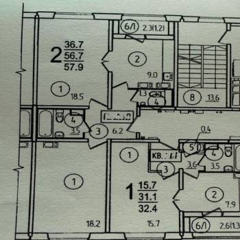 Продается 2-х комнатная квартира, 59 м²