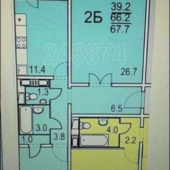Сдается 2-х комнатная квартира, 66,1 м²