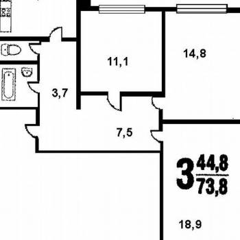 Сдается Многокомнатная квартира, 70,7 м²