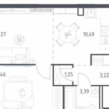Продается 1-комнатная квартира, 43,1 м²
