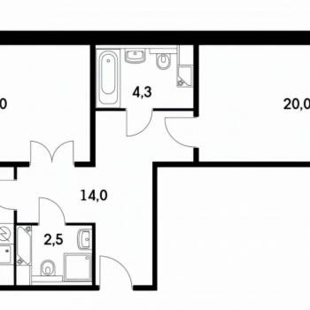 Сдается 2-х комнатная квартира, 69 м²