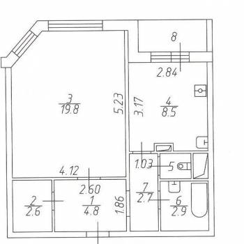 Продается 1-комнатная квартира, 42,3 м²