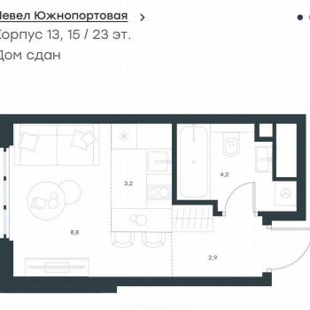 Продается 1-комнатная квартира, 19,2 м²