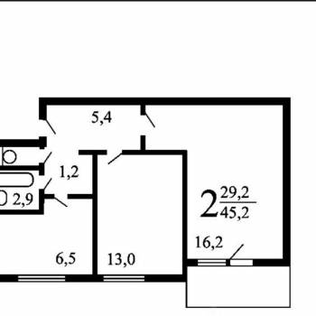 Продается 2-х комнатная квартира, 45,5 м²