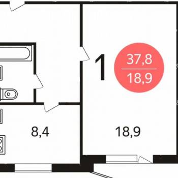 Сдается 1-комнатная квартира, 37,9 м²