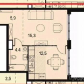 Продается 1-комнатная квартира, 38,1 м²