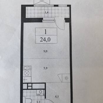 Продается 1-комнатная квартира, 24 м²
