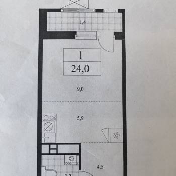 Продается 1-комнатная квартира, 24 м²