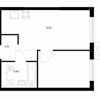 Продается 1-комнатная квартира, 32,1 м²