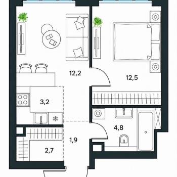 Продается 2-х комнатная квартира, 36,2 м²