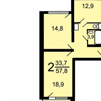 Продается 2-х комнатная квартира, 56 м²