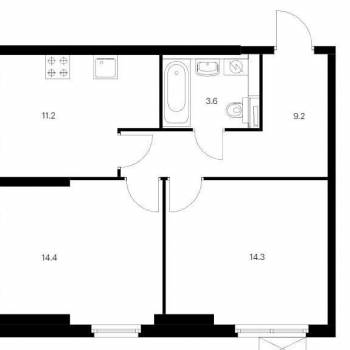 Сдается 2-х комнатная квартира, 53 м²