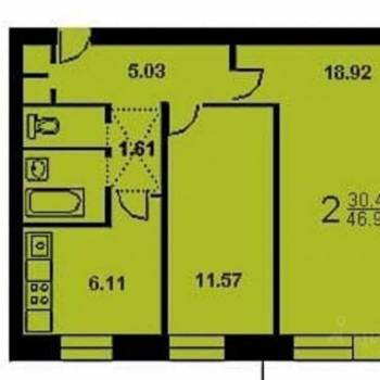 Сдается 2-х комнатная квартира, 50 м²