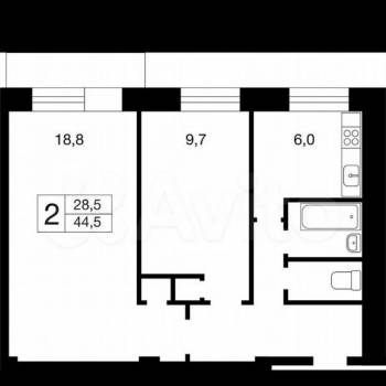 Продается 2-х комнатная квартира, 44,5 м²