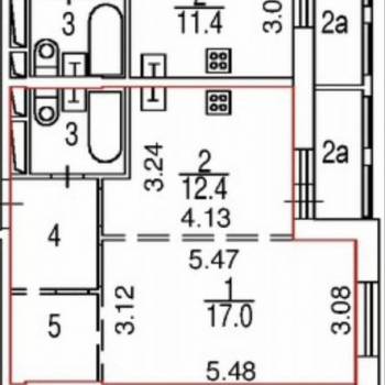 Продается 1-комнатная квартира, 41,2 м²