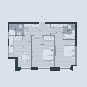 Продается 2-х комнатная квартира, 59,1 м²