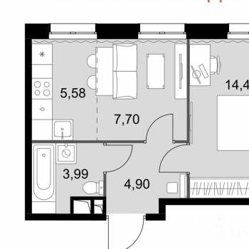Продается 2-х комнатная квартира, 36,6 м²