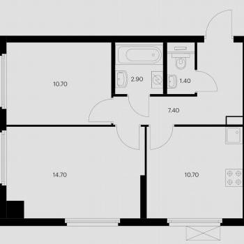 Сдается 2-х комнатная квартира, 47,8 м²