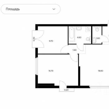 Сдается 2-х комнатная квартира, 54 м²