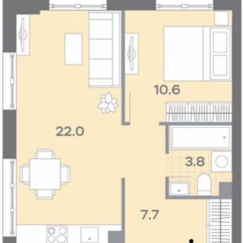 Сдается 1-комнатная квартира, 42,6 м²