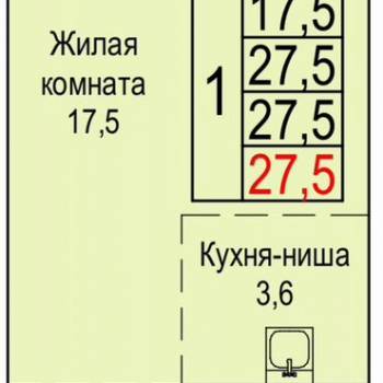 Сдается 1-комнатная квартира, 27,5 м²