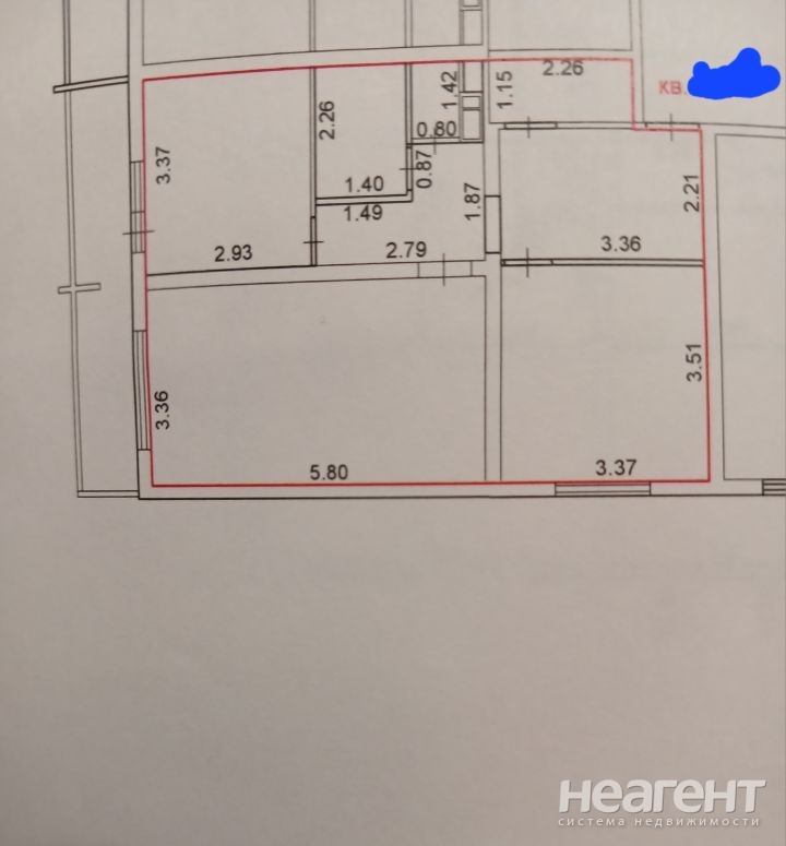 Продается 2-х комнатная квартира, 59,4 м²