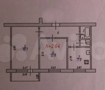 Продается 2-х комнатная квартира, 51,9 м²