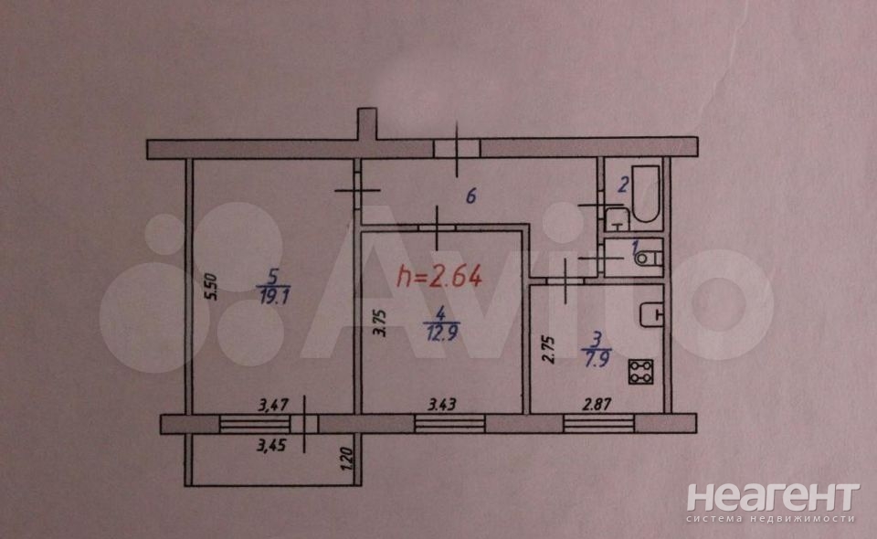 Продается 2-х комнатная квартира, 51,9 м²