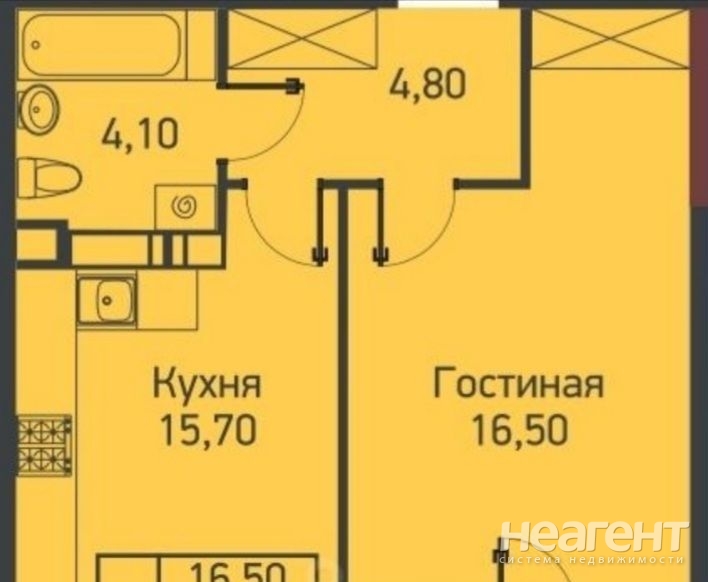 Продается 1-комнатная квартира, 42 м²