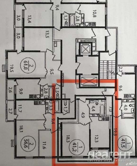 Продается 1-комнатная квартира, 41,2 м²