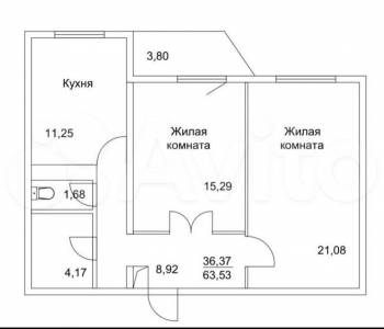 Продается 2-х комнатная квартира, 62,5 м²