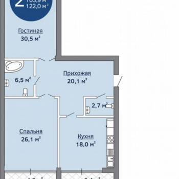 Продается 3-х комнатная квартира, 122 м²