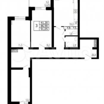 Продается 3-х комнатная квартира, 91,1 м²