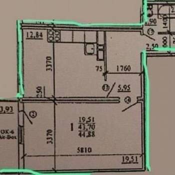 Продается 1-комнатная квартира, 44,9 м²