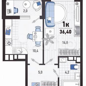 Сдается 1-комнатная квартира, 36,4 м²