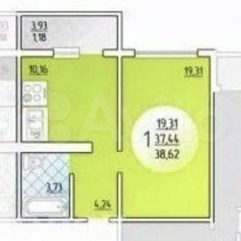 Продается 1-комнатная квартира, 37,7 м²