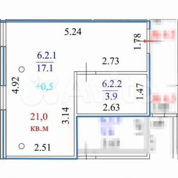 Продается 1-комнатная квартира, 21 м²