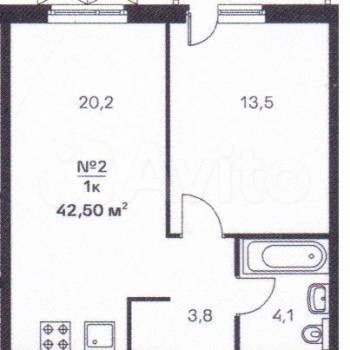 Сдается 1-комнатная квартира, 42 м²