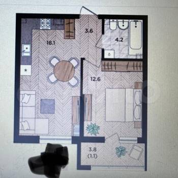 Сдается 1-комнатная квартира, 40 м²