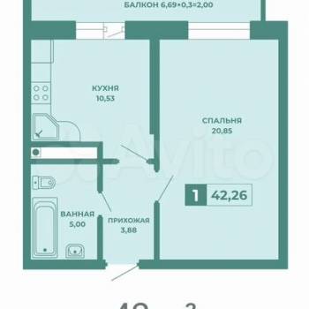 Сдается 1-комнатная квартира, 42 м²