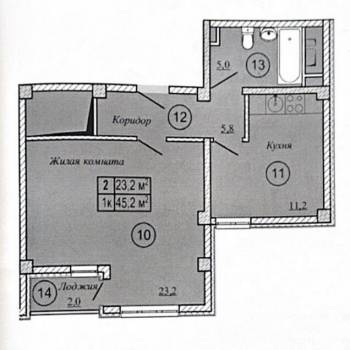 Продается 1-комнатная квартира, 47,7 м²