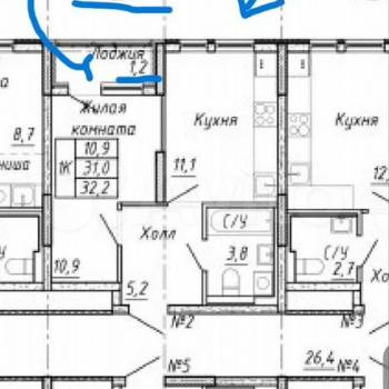 Продается 1-комнатная квартира, 32,2 м²