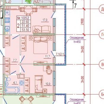 Продается 2-х комнатная квартира, 53,5 м²