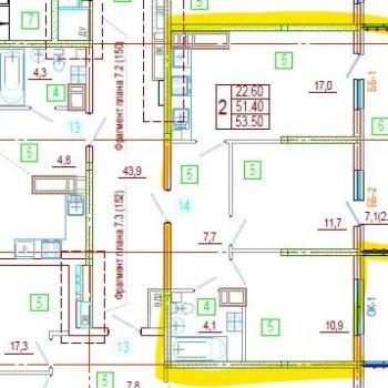 Продается 2-х комнатная квартира, 53,5 м²