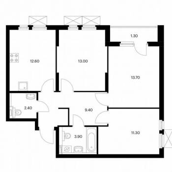 Продается 3-х комнатная квартира, 67,6 м²
